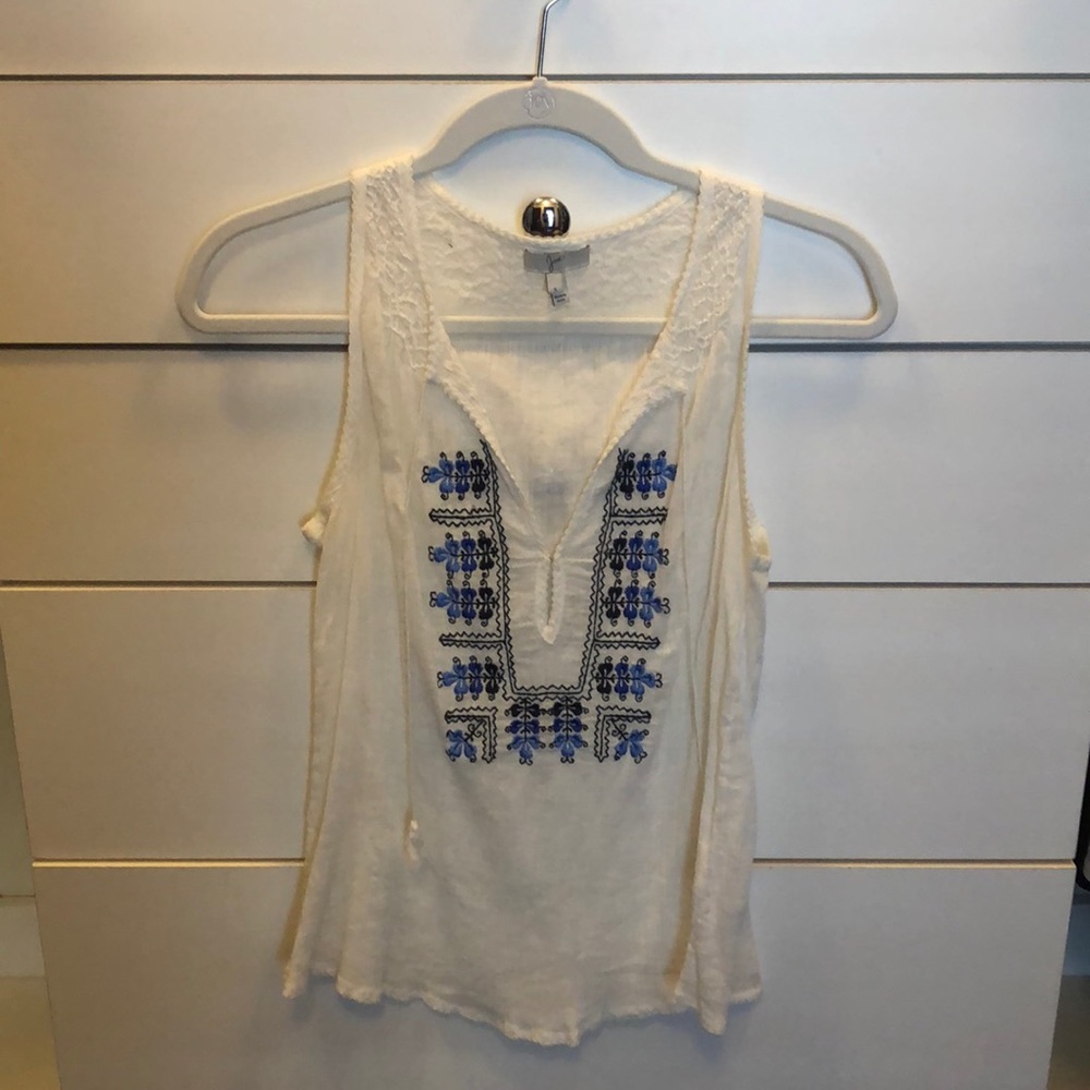 Joie embroidered sleeveless top